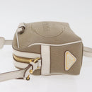 PRADA Shoulder Bag Jacquard Beige Gold Auth 182221M-5