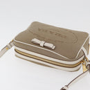 PRADA Shoulder Bag Jacquard Beige Gold Auth 182221M-6