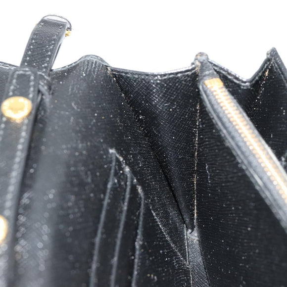 PRADA Shoulder Bag Safiano leather Black Gold Auth 182224V