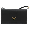 PRADA Shoulder Bag Safiano leather Black Gold Auth 182224V-13
