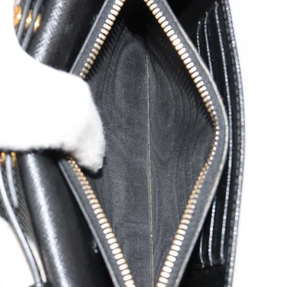 PRADA Shoulder Bag Safiano leather Black Gold Auth 182224V