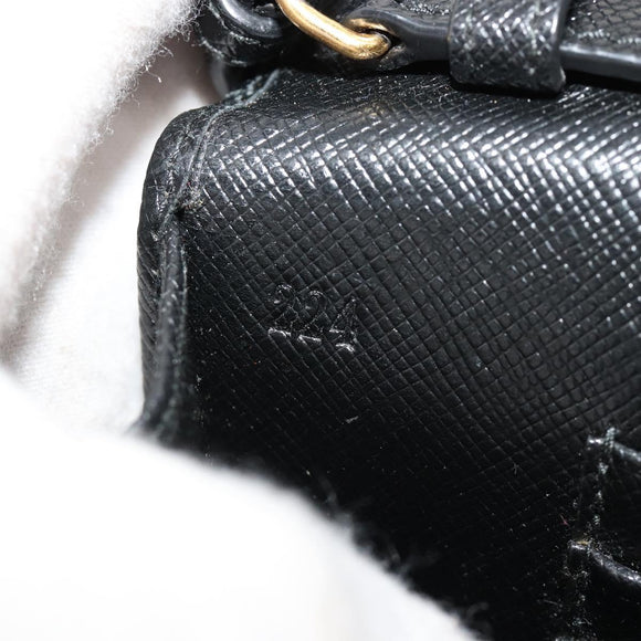 PRADA Shoulder Bag Safiano leather Black Gold Auth 182224V