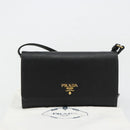 PRADA Shoulder Bag Safiano leather Black Gold Auth 182224V-12