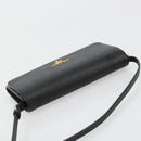 PRADA Shoulder Bag Safiano leather Black Gold Auth 182224V-6