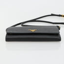 PRADA Shoulder Bag Safiano leather Black Gold Auth 182224V-5