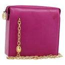Christian Dior Chain Shoulder Bag Leather Pink Gold Auth 182225A-1
