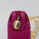 Christian Dior Chain Shoulder Bag Leather Pink Gold Auth 182225A-10