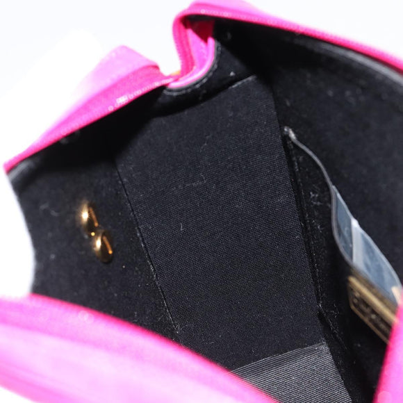Christian Dior Chain Shoulder Bag Leather Pink Gold Auth 182225A