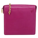 Christian Dior Chain Shoulder Bag Leather Pink Gold Auth 182225A-13