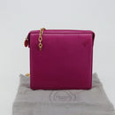 Christian Dior Chain Shoulder Bag Leather Pink Gold Auth 182225A-12
