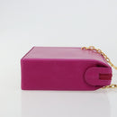 Christian Dior Chain Shoulder Bag Leather Pink Gold Auth 182225A-3