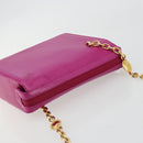 Christian Dior Chain Shoulder Bag Leather Pink Gold Auth 182225A-6