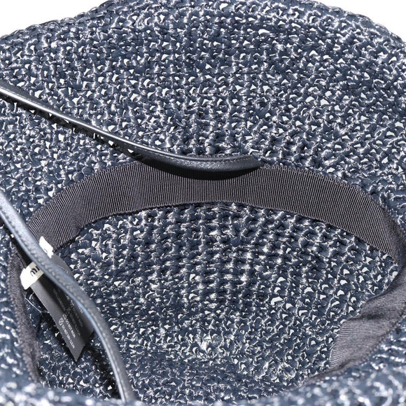 Miu Miu Hat Raffia M Black Auth 182226A