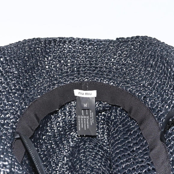 Miu Miu Hat Raffia M Black Auth 182226A