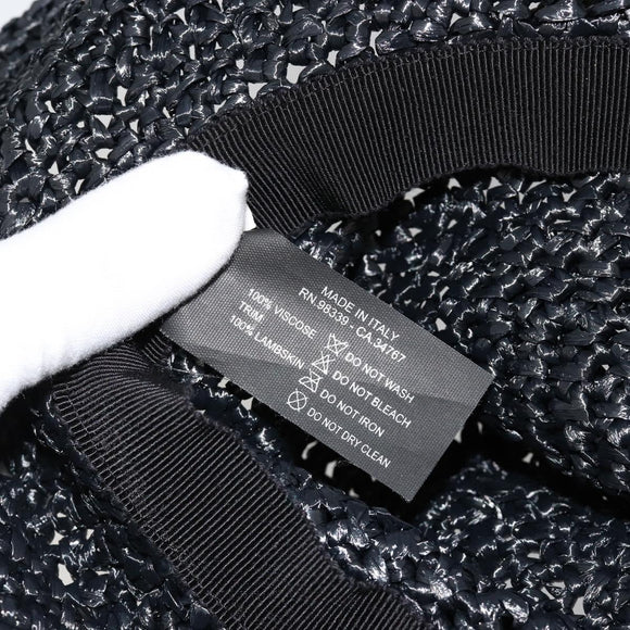 Miu Miu Hat Raffia M Black Auth 182226A
