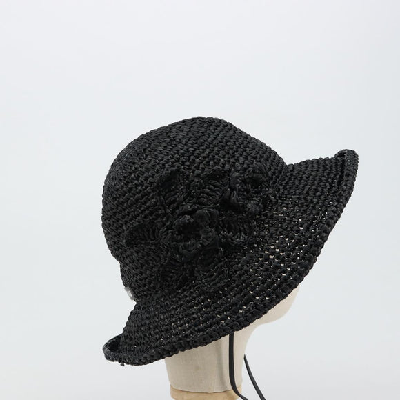 Miu Miu Hoed Raffia M Zwart Auth 182226A