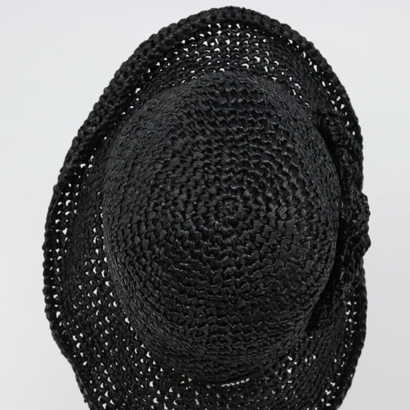 Miu Miu Hat Raffia M Black Auth 182226A