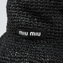 Miu Miu Hat Raffia M Black Auth 182226A-7