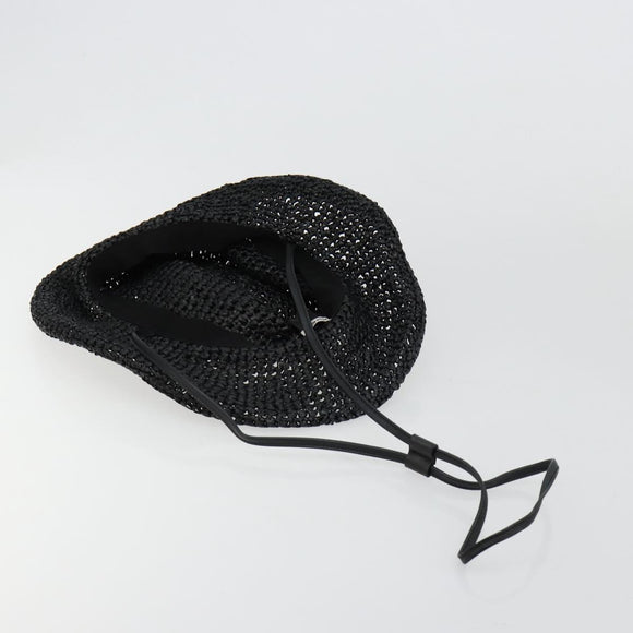 Miu Miu Hat Raffia M Black Auth 182226A