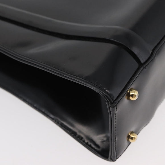 GUCCI Tote Bag Leather Black Gold Auth 182228