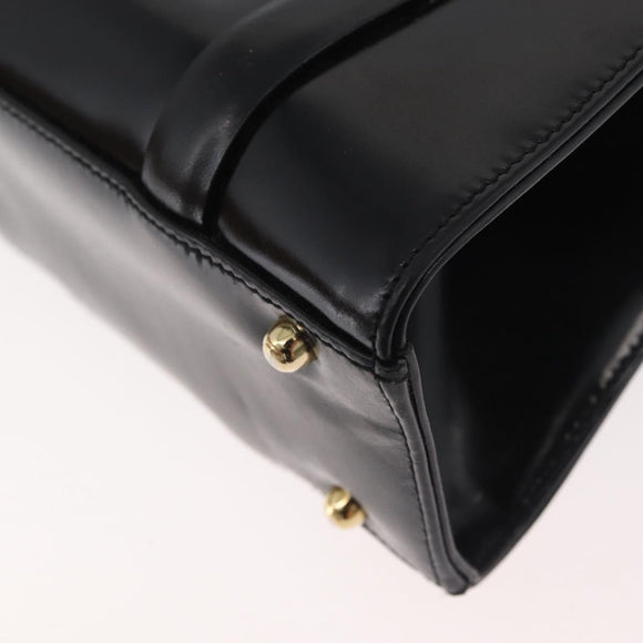 GUCCI Tote Bag Leather Black Gold Auth 182228