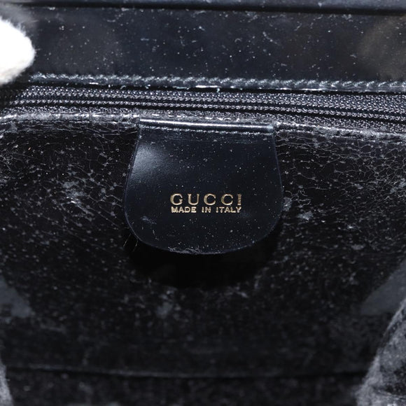 GUCCI Tote Bag Leather Black Gold Auth 182228
