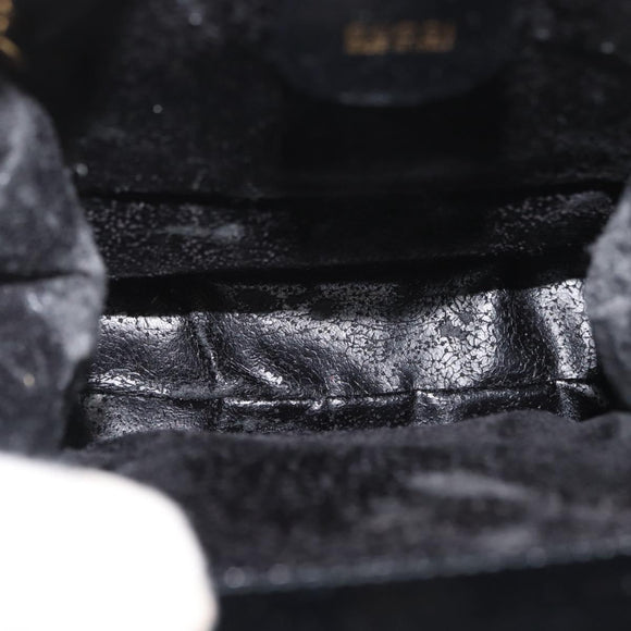 GUCCI Tote Bag Leather Black Gold Auth 182228