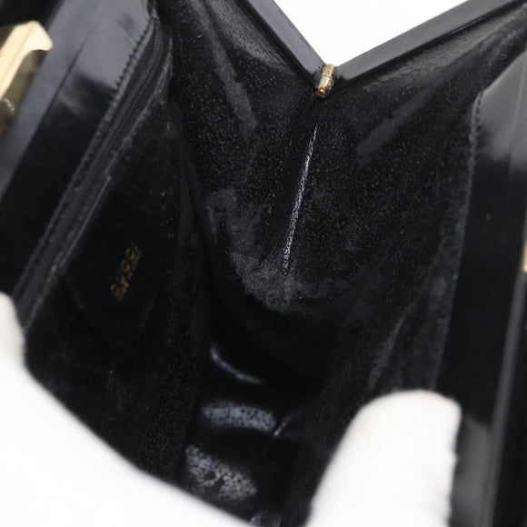 GUCCI Tote Bag Leather Black Gold Auth 182228