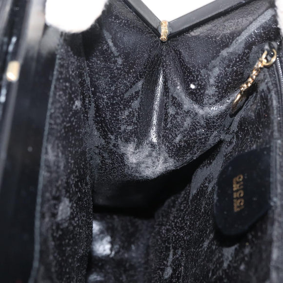 GUCCI Tote Bag Leather Black Gold Auth 182228