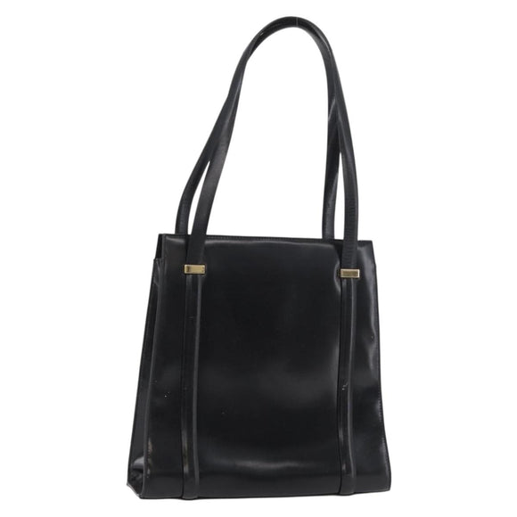GUCCI Tote Bag Leather Black Gold Auth 182228
