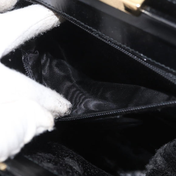 GUCCI Tote Bag Leather Black Gold Auth 182228