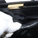 GUCCI Tote Bag Leather Black Gold Auth 182228-12