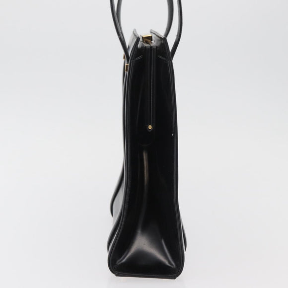GUCCI Tote Bag Leather Black Gold Auth 182228