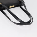 GUCCI Tote Bag Leather Black Gold Auth 182228-7