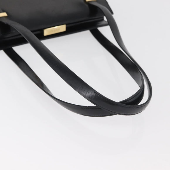 GUCCI Tote Bag Leather Black Gold Auth 182228