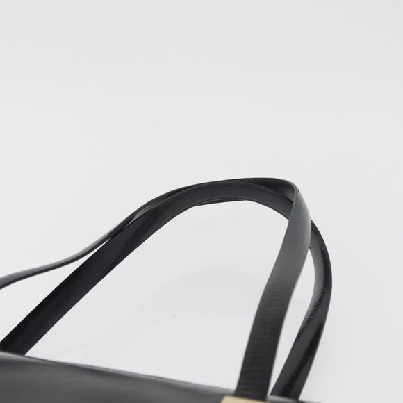 GUCCI Tote Bag Leather Black Gold Auth 182228