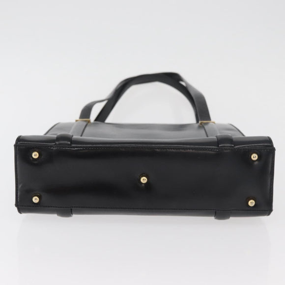 GUCCI Tote Bag Leather Black Gold Auth 182228