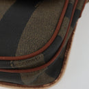 FENDI Pecan Canvas Shoulder Bag PVC Brown Gold Auth 182229-14