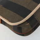 FENDI Pecan Canvas Shoulder Bag PVC Brown Gold Auth 182229-9