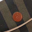 FENDI Pecan Canvas Shoulder Bag PVC Brown Gold Auth 182229-17