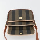 FENDI Pecan Canvas Shoulder Bag PVC Brown Gold Auth 182229-18