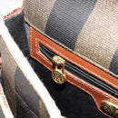 FENDI Pecan Canvas Shoulder Bag PVC Brown Gold Auth 182229-22