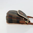 FENDI Pecan Canvas Shoulder Bag PVC Brown Gold Auth 182229-3