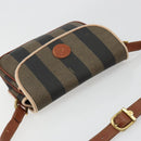 FENDI Pecan Canvas Shoulder Bag PVC Brown Gold Auth 182229-6