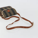 FENDI Pecan Canvas Shoulder Bag PVC Brown Gold Auth 182229-7