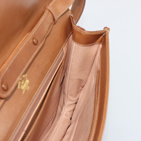 GUCCI Horsebit Shoulder Bag Leather Beige Gold Auth 182233A