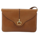GUCCI Horsebit Shoulder Bag Leather Beige Gold Auth 182233A-2
