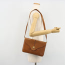 GUCCI Horsebit Shoulder Bag Leather Beige Gold Auth 182233A-23