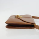 GUCCI Horsebit Shoulder Bag Leather Beige Gold Auth 182233A-4