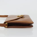 GUCCI Horsebit Shoulder Bag Leather Beige Gold Auth 182233A-5